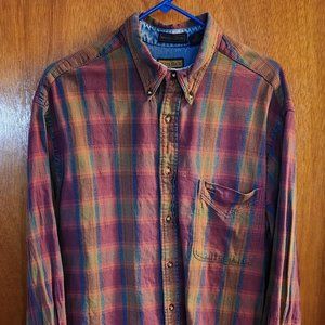 Men's L Peter Blair Heavy Cotton Multicolor Plaid Long Sleeve Button Down Shirt
